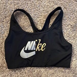 Nike Black Sports Bra with Silver and Gold Logo